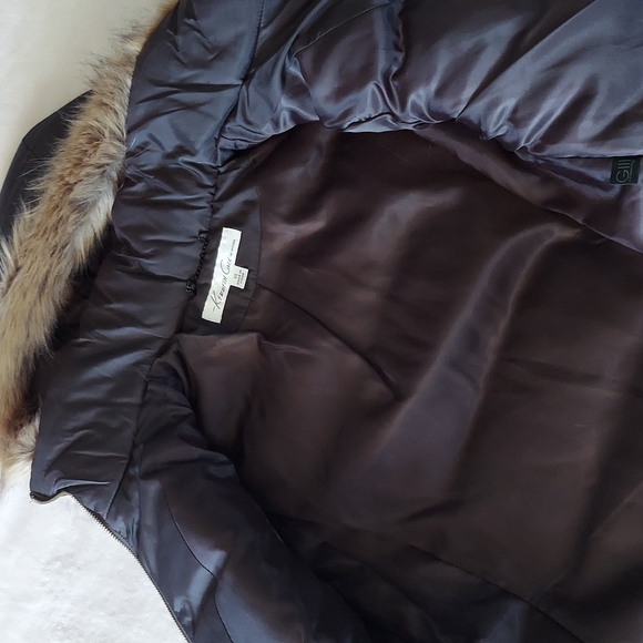 Kenneth Cole NY Mocha Faux Fur Detachable Hood Down Filled Full Zip Puffer Coat - Picture 10 of 13